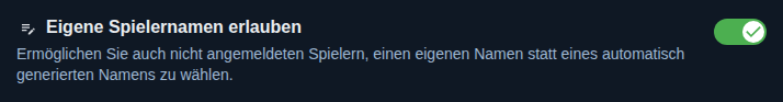 Einstellung: Eigene Spitznamen