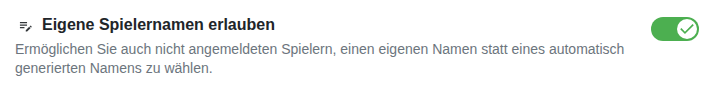 Einstellung: Eigene Spitznamen