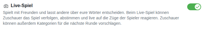 Einstellung: Live-Spiel