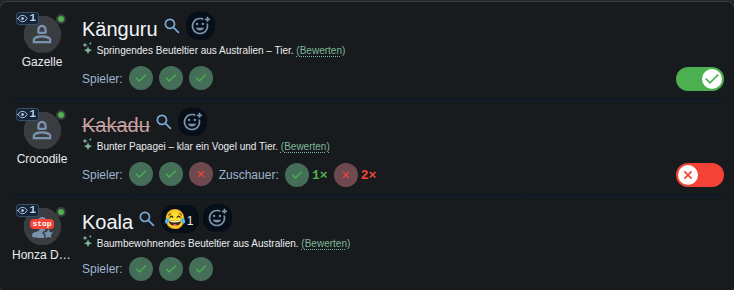 Summe der Zuschauerstimmen bei einem Spieler