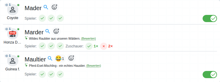 Summe der Zuschauerstimmen bei einem Spieler