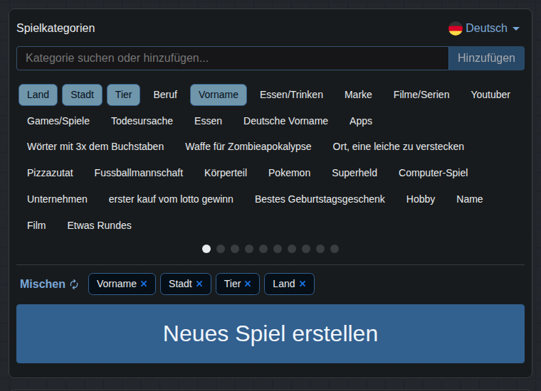 Kategorien wählen