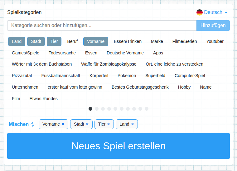Kategorien wählen